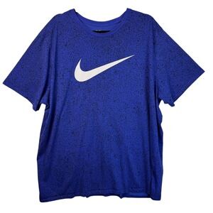 Nike‎ The Nike Tee 3XL Dri-FIT Athletic Cut T-Shirt Blue Speckled Graphic